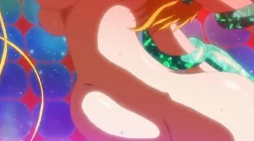 お腹が膨れ上がるほど触手に突き上げらて涙目になっても犯され続ける魔●少女さん❤