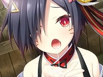 ネコ目の女の子の小さな口に精子をぶち込む！