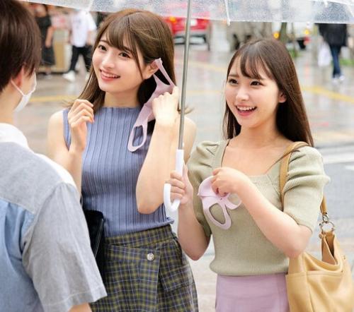 『童貞さん…ですか？』美少女二人組が逆ナンパ？！賞金100万円のために筆おろし中出しセックスしちゃいました？！【赤面女子】