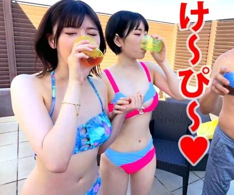 【ヤリサー女子】ハーフ系美少女と巨乳美女がBBQのはずが！？何故か４P大乱交セックスしちゃいます？！【エロ動画】