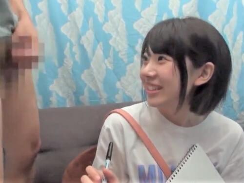 【女子大生】「何でパンツ脱いでるのw」黒髪の清楚なエロカワJDにお色気インタビュー❤巨根ガン見しちゃう娘に膣内射精❤