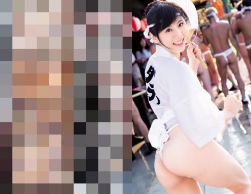 【３P】無防備なノーブラ爆乳お祭り女の麻美ゆまが中年達とフンドシ食い込みSEX♡