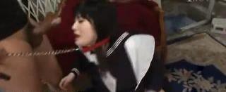 清楚系の制服美少女に首輪をつけて無理やり輪姦で中だしファック！