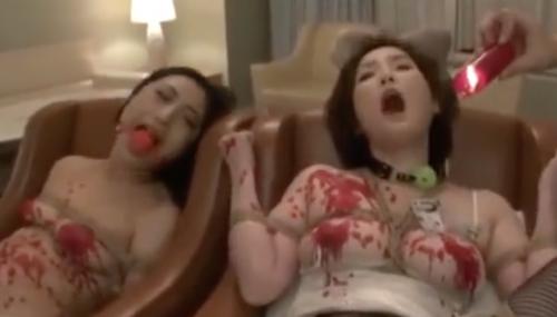 [神納花 本庄優花]ロウを垂らされて感じてまう変態２人www