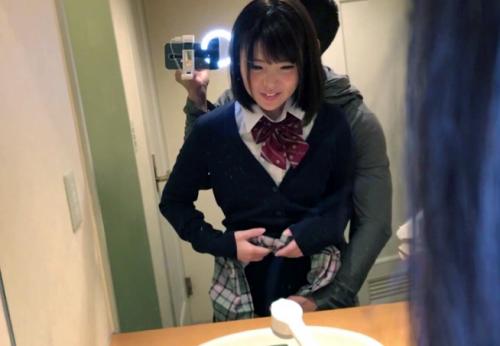【JK×個人撮影】黒髪清楚ボブ★激カワ制服JK美少女さん♪ 着衣のまま彼氏チンポに顔射ハメ撮り交尾させてしまう！