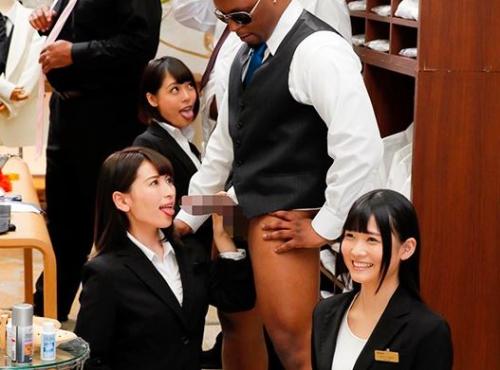 【企画】紳士服売り場のスーツ姿の女性従業員がフェラサービスをしてくれる店紳士服のふぇらやま ニューヨーク支店【山井すず 紗々原ゆり 七海ゆあ】