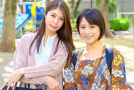 【人妻ナンパ】「黙っていれば大丈夫！」と説得して、お友達のアソコを舐めながらする欲求不満の人妻２人が不倫３Pセックス！