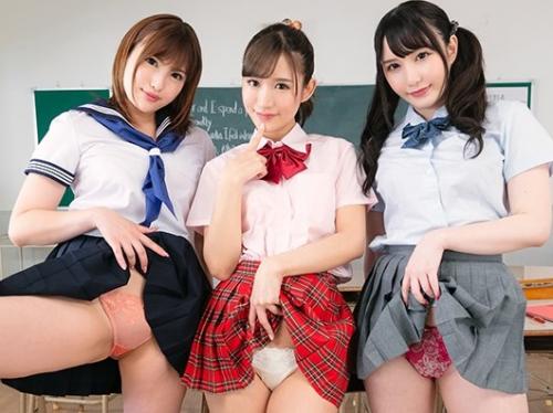 【VR フル動画】星奈あい×若宮はずき×星咲伶美  ギャルJK達に痴女られて中出し！高画質 VRｺﾞｰｸﾞﾙ不要 62分
