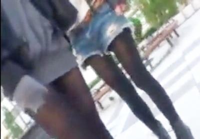 ☆美脚黒タイツギャルをナンパしてホテルへ連れ込み‼潮吹きさせて放心状態中に無許可中出し！