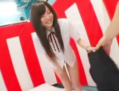 ★JKと野球拳★黒髪ロングのスレンダー美少女を全裸にしたら罰ゲーム♥フェラから即ハメに悶絶する姿が可愛いすぎる