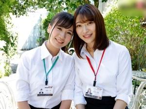 ＜女子社員＞「がんばります！」初々しい新人同期コンビがデカチンにご奉仕♡お尻の穴までペロペロして気持ち良くさせちゃう！