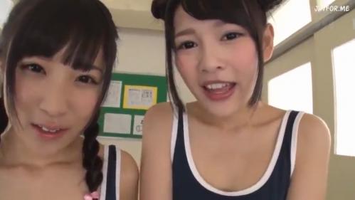 スク水ロリッ子と夢の3P！興奮しすぎて暴発ww