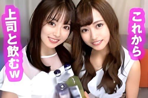 美人新卒OL２人がオジサン上司にマンコ手マンさせ潮吹き絶頂、フェラ、手コキ、勃起肉棒生ハメ激ピス絶頂。