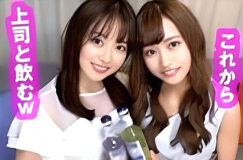 ドスケベ新卒OL二人組が上司２人にマンコ弄らせ舐めさせ、フェラ、手コキ、勃起男根挿入ガン突き絶頂。