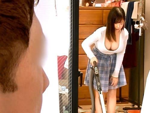 巨乳美女を向かいに住む男が覗き、マンコ弄って舐めて、フェラ、手コキ、パイズリ、勃起肉棒挿入ガン突き。