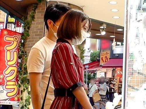 【素人JDハメ撮り】ワンピース姿の素人女子大生彼女が彼氏とデートからホテルへ。フェラ、手コキ、勃起男根挿入盗撮。