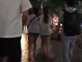 繁華街で2人のピチピチ娘をナンパしてホテルの部屋で飲み直し…無許可大量中出し！