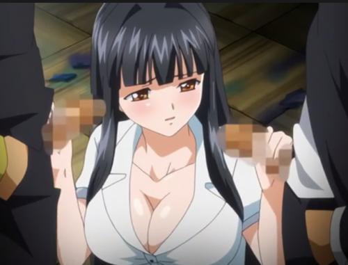 ✩黒銅学園✩　巨乳女教師が両手にガマン汁まみれのチンコをフェラ