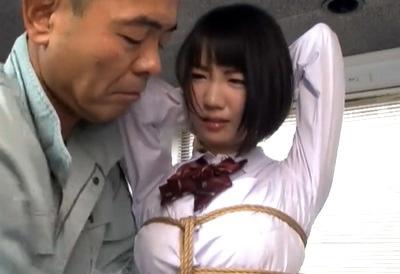 【ロリ中出し】「な、中には出されないでっ！」全身縄で縛られたロリカワJKが膣奥に大量に中出しされ号泣