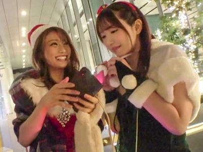 【素人ナンパ企画】『サンタコスのキャバ嬢ゲットｗ』サンタ美女２人をホテルに連れ込みケーキとお酒で泥酔させ着衣セックスｗ