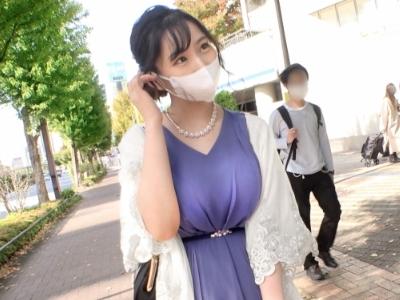 【結婚式帰り】『この顔でMカップ！？』結婚式の帰りのドレスを着衣した爆乳娘をホテルに連れ込みセックス【素人ナンパ企画】