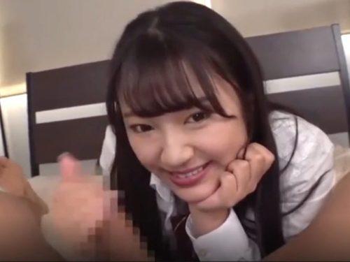 制服女子高生が見つめながら手と口でシコシコして射精させてくれます♥