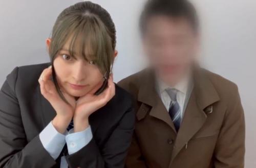 【美少女GカップJK】あどけなさが残る巨乳JKと制服デートしたオジサン。ホテルに入り激ピストン