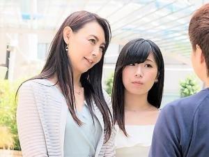 【人妻ナンパ】清楚系美人お姉さんの横で夫婦性活を羞恥ぶっちゃける四十路熟女おばさん…仲良し母娘ホテルに誘い中出し＆３P