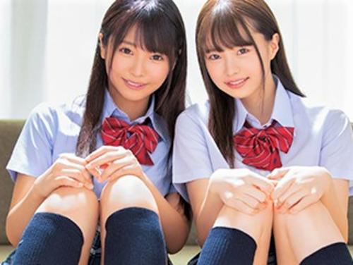 【主観】パンツ見たから童貞決定ww幼馴染の双子と逆３PハーレムSEX…制服ミニスカ美少女がカメラ目線でキス＆手コキ
