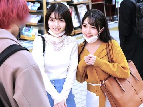 【素人ナンパ】童貞をみつけるぞぅ!!オー!!逆ナンしてきたスレンダー美少女２人組に筆おろしSEXしてもらえる幸運な童貞くん