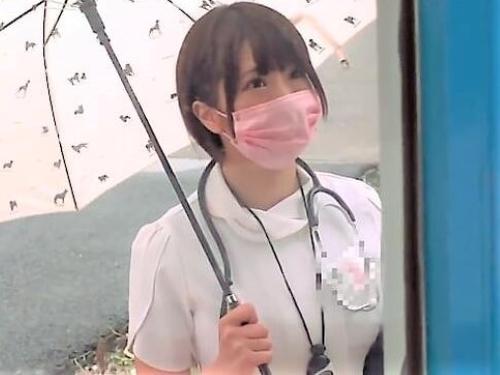 【素人ナンパ】小児科勤務の爆乳ナースのアナルをMM号で診察‥電マやクンニされ興奮しまくるショートカット看護師がフェラ
