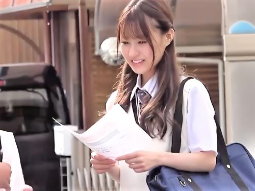 【素人ナンパ】すごぉぉい‥カメラ初めてで‥怖いww軟体BODYの制服ミニスカJK美少女がMM号でパイパン突かれ最後は顔射された