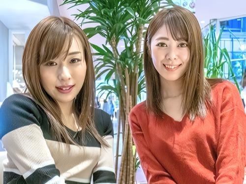 【人妻ナンパ】デカ尻Tバック見せながらパンスト脱ぐ美乳おっぱい奥さんがパイパン美人に電マあて育児中のストレス発散３P