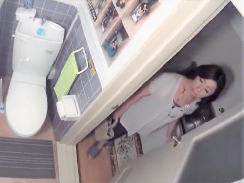 【熟女ナンパ】清楚な美魔女おばさんを家に連れ込み隠し撮り!トイレでおしっこする様子を盗撮された人妻にデカチン見せつけたら