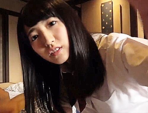 『ちゃんと撮れてる？』JKコスプレ前髪ぱっつん美少女が自分でハメ撮りしながら乳首責めからフェラ挿入口内射精 河奈亜依