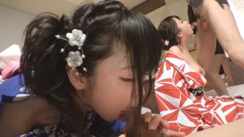 おち●ちん好き♡花火大会で浴衣の2人組美少女ナンパしてセックス
