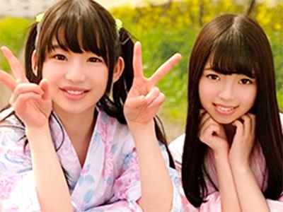 夏休みのお祭りの日に浴衣の似合うお人形さんのように可愛い未成熟なJC美少女2人組をナンパし夜遅くまで秘密の中出し4P乱交