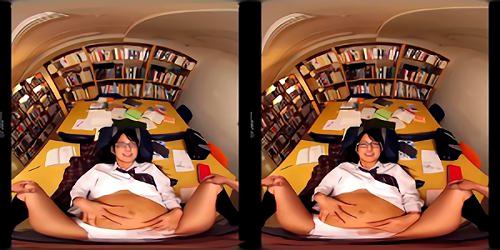 視点移動により音が連動します、放課後、真面目に勉強している制服美少女が耳元でエロいことを言われながら犯される！