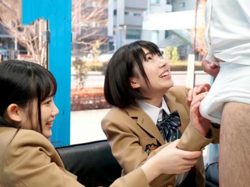 【マジックミラー号】『新作リップの試しませんか?』でナンパしたピンクの下着の巨乳JKと車内でセックス!