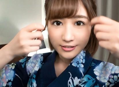 ※ハメ撮り！【素人×中出し】浴衣姿が可愛いFカップ巨乳OLが彼氏と中出しエッチ♡