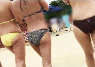 【巨乳×ナンパ】プールにいた仲良し巨乳3人組をナンパし乱交から中出し！