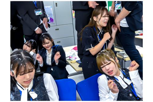 【定額かけ放題】バリキャリOLの顔面にぶっかけ！男性社員みんなから発射されるザーメンシャワーに発情する女性社員！