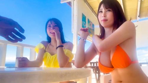 海でナンパした巨乳美女二人組　今回はオレンジ水着の爆乳お姉さんとパコってバイブ責め！
