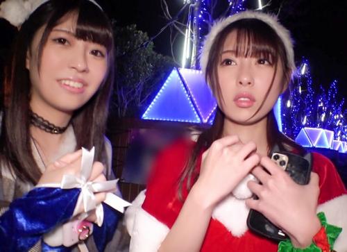 【ナンパ・ハメ撮り】サンタクロースのコスプレでナンパされた（かすみ）ちゃんのピンクの花びらを愛撫したらザーメン流し込もう。