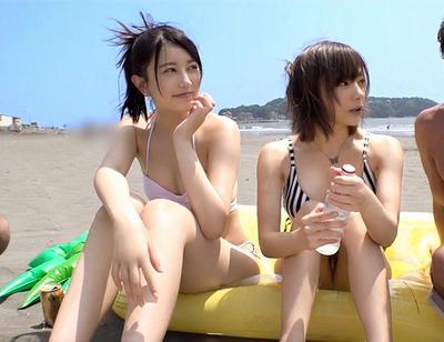 ビキニの二人娘を海水浴場でナンパしゴム無しパコパコ中だし絶頂アヘアヘビッチ。