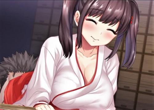 【モーションアニメ】巨乳の巫女さんがお務め中に後ろからイタズラされてチンポの虜になってしまう！！