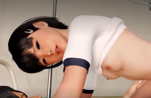 【３Dアニメ】ブルマ姿の女子校生を下から突き上げて犯しまくる！！