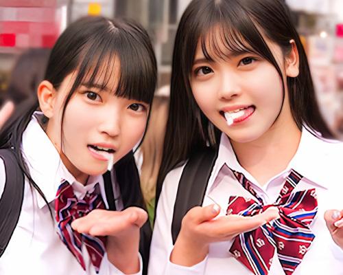 【素人×JK】「はい、あーんして！」ロリJKが修学旅行中に精子を含んだまま東京観光へ！