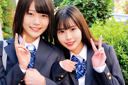 【素人ナンパ】仲良しな制服ロリJK2人組がしつこくこれでもかというほどにイヤラしく乳首責め！