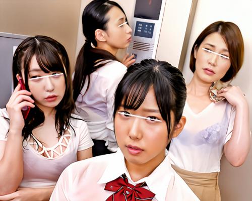 【エレベータ緊急停止】男はボク1人！当然空調もストップしてしまって暑さでスケスケになってエロい気分に！